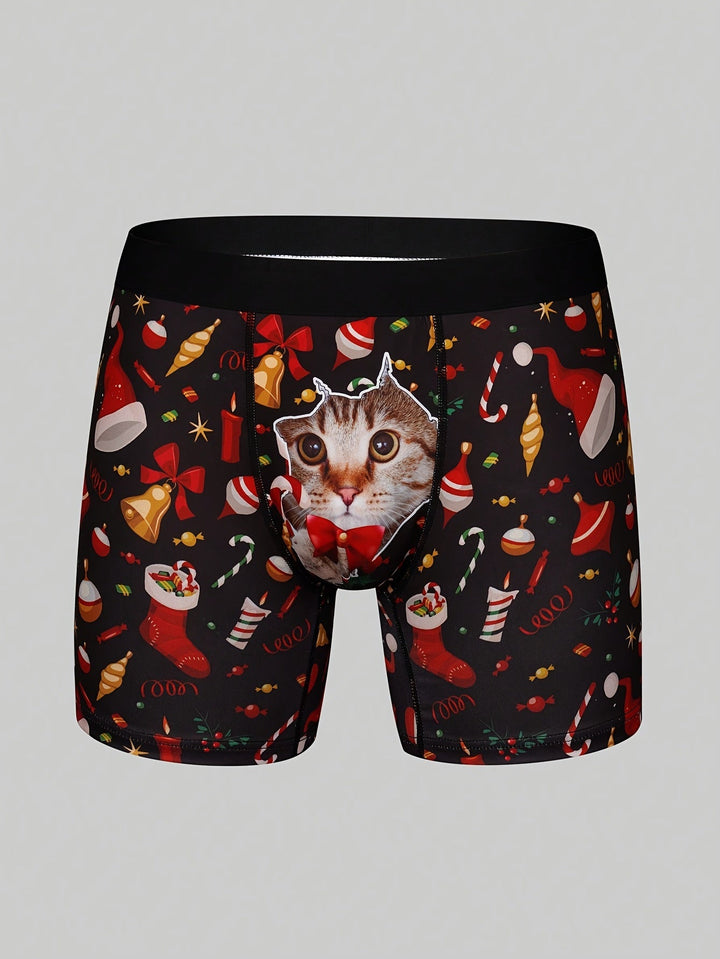 Ruben | Stijlvolle heren kerst kattenprint boxer briefs