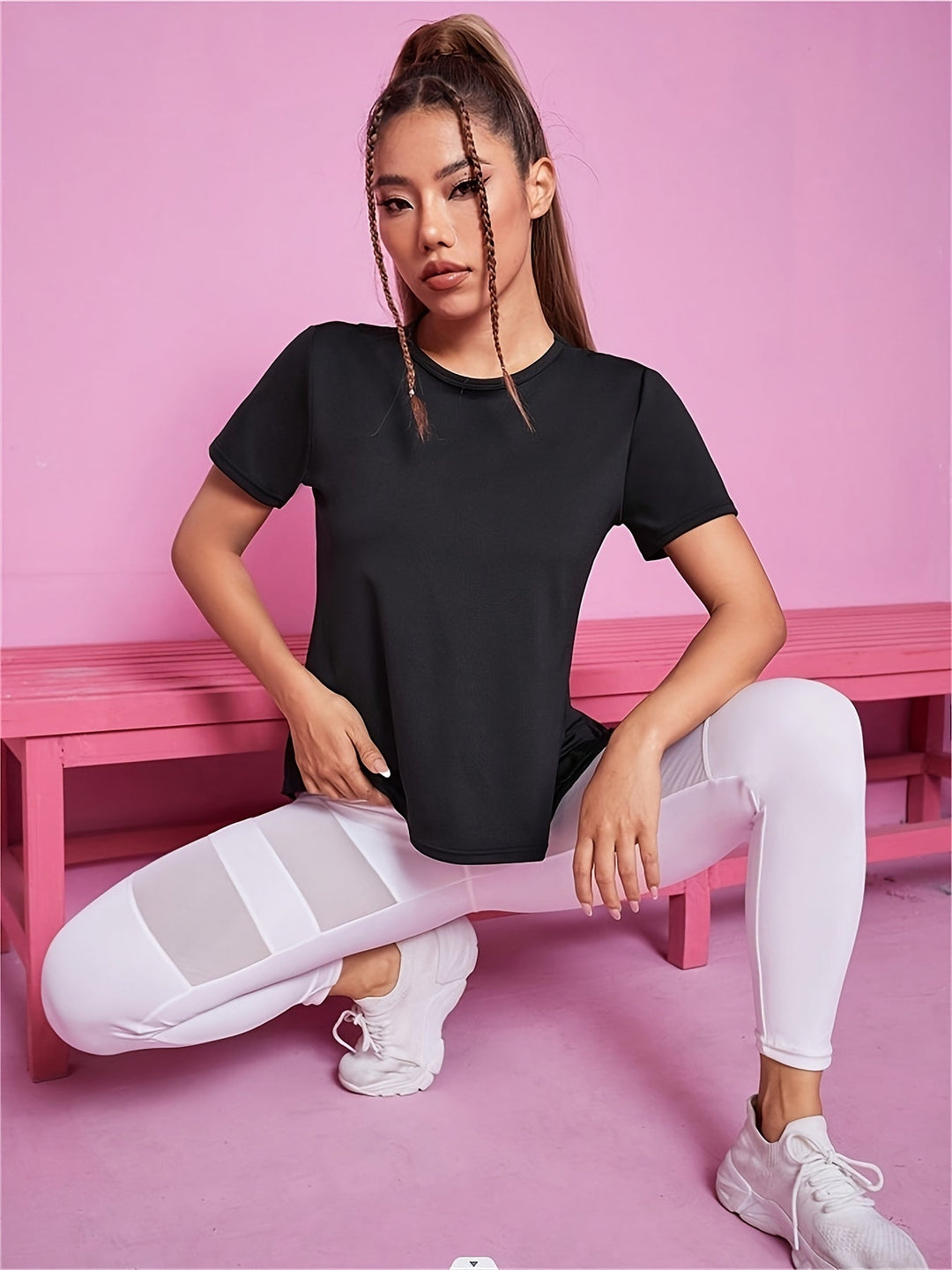 Sara | Sneldrogend dames sport-shirt met korte mouwen en ademende mesh-contrast