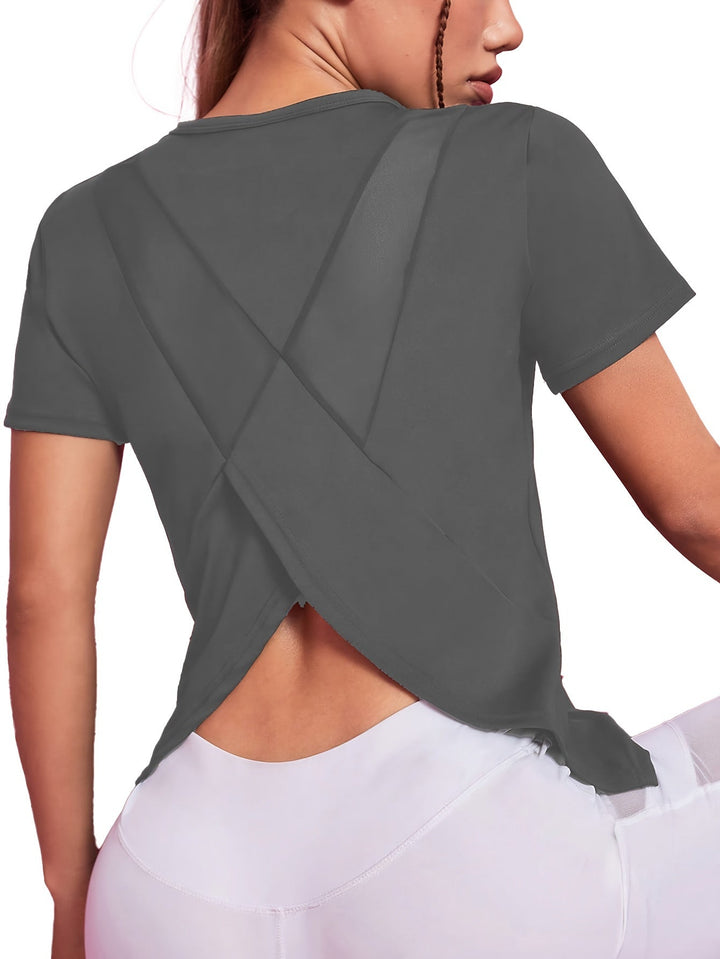 Sara | Sneldrogend dames sport-shirt met korte mouwen en ademende mesh-contrast
