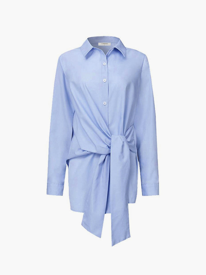 Lange Blouse Met Tailleknoop En Lange Mouwen Voor Dames