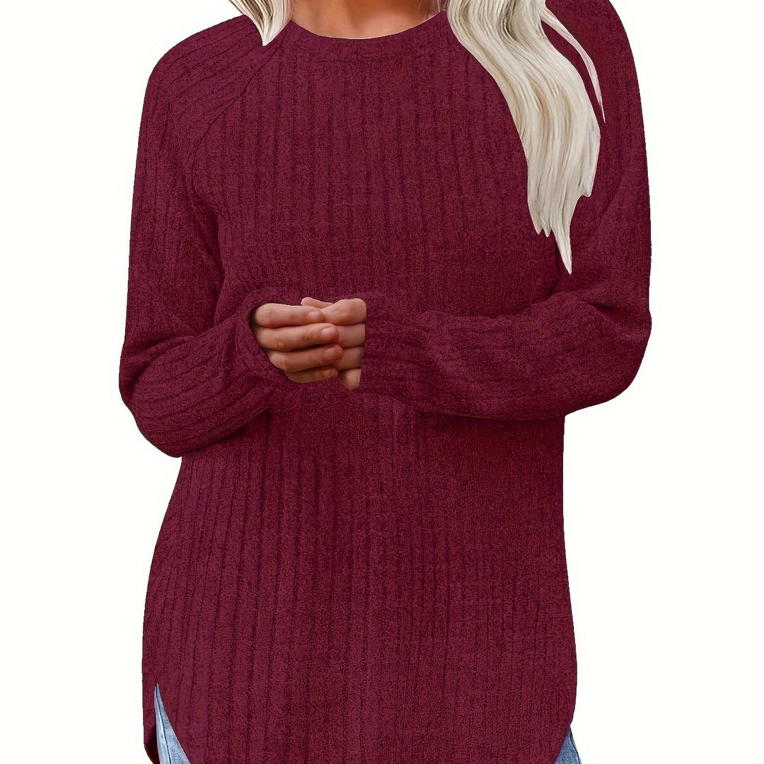 Sophie | Effen kleur geribbeld T-shirt met lange mouwen