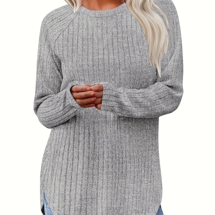Sophie | Effen kleur geribbeld T-shirt met lange mouwen