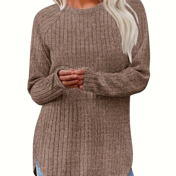 Sophie | Effen kleur geribbeld T-shirt met lange mouwen