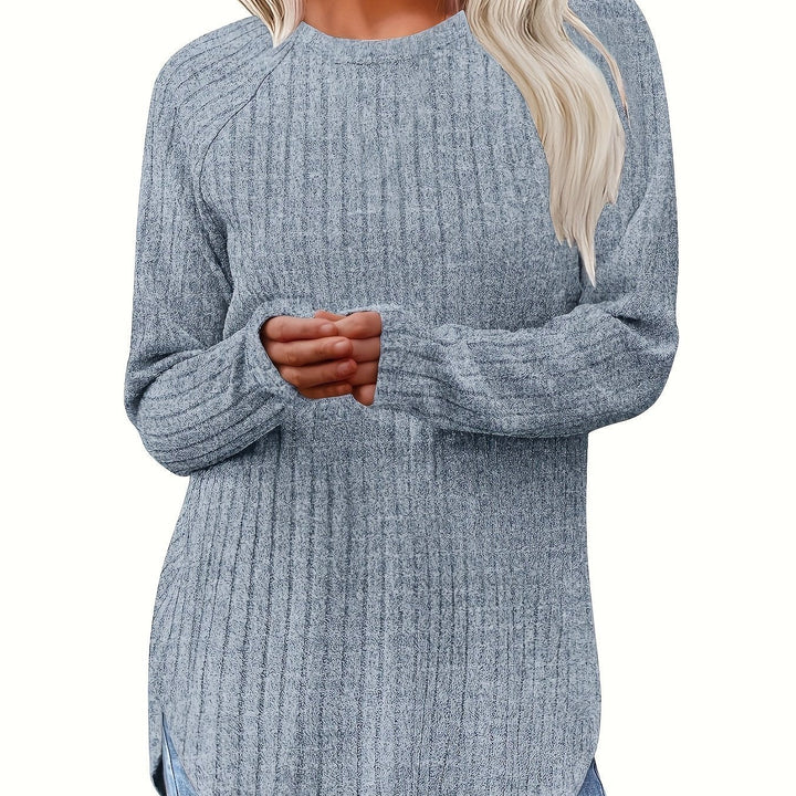 Sophie | Effen kleur geribbeld T-shirt met lange mouwen