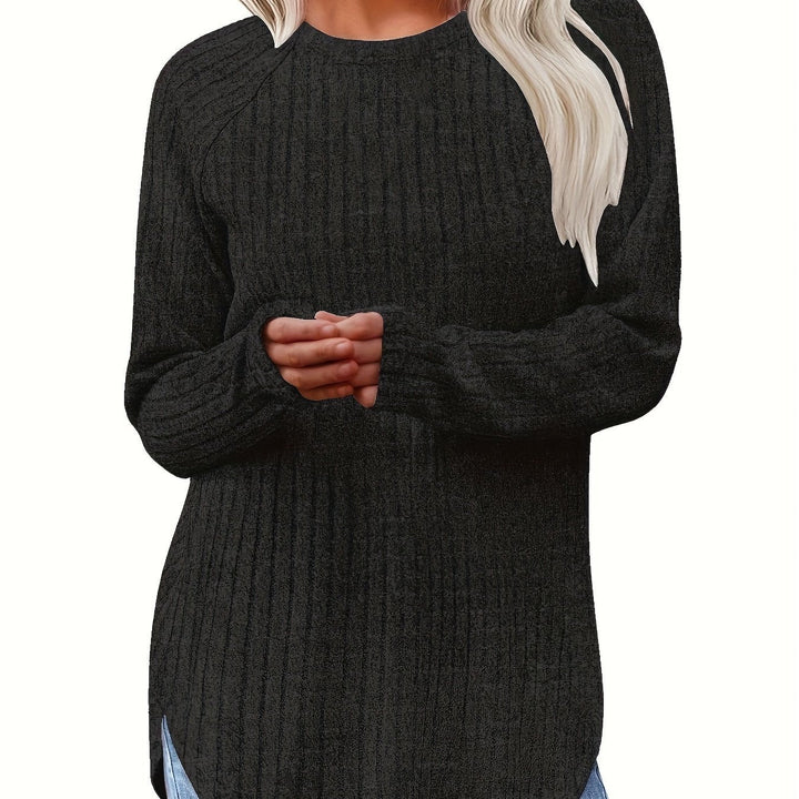 Sophie | Effen kleur geribbeld T-shirt met lange mouwen