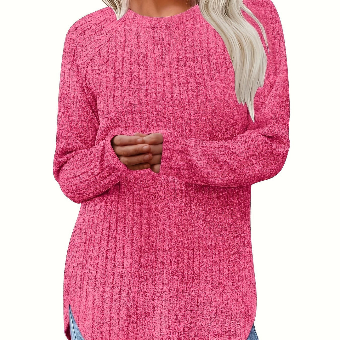 Sophie | Effen kleur geribbeld T-shirt met lange mouwen