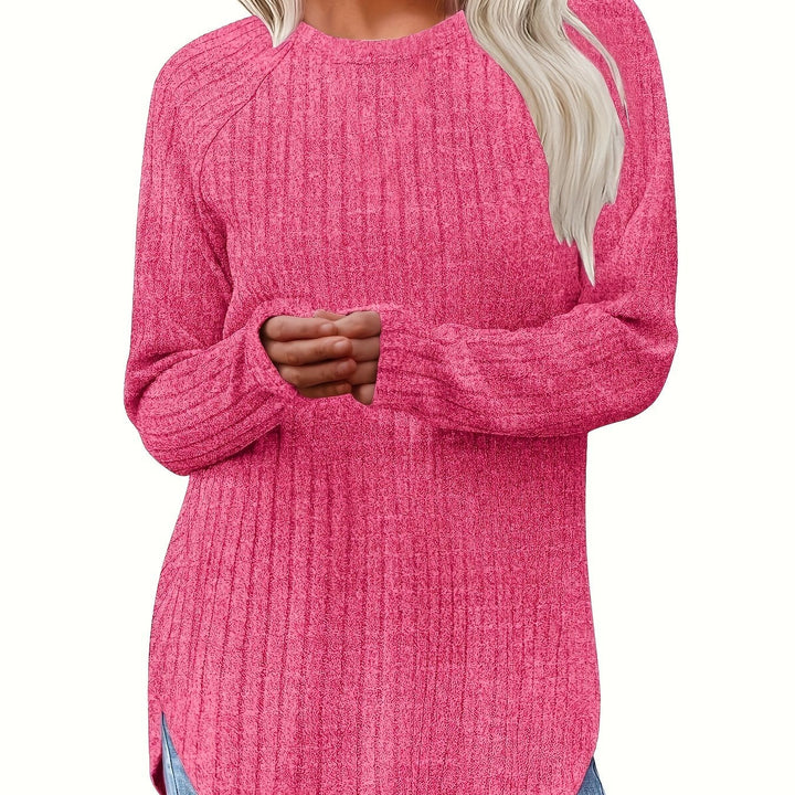 Sophie | Effen kleur geribbeld T-shirt met lange mouwen