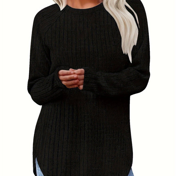 Sophie | Effen kleur geribbeld T-shirt met lange mouwen