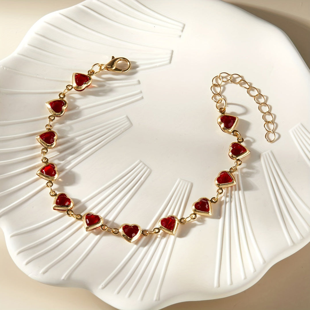 Sophie | Elegante rode hart charm armband