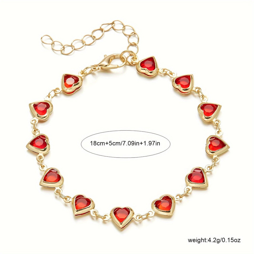 Sophie | Elegante rode hart charm armband