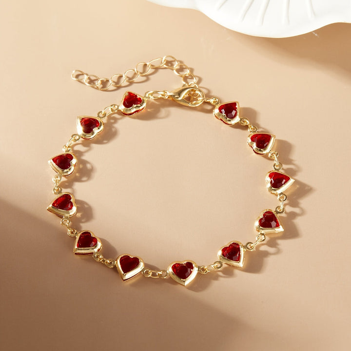 Sophie | Elegante rode hart charm armband