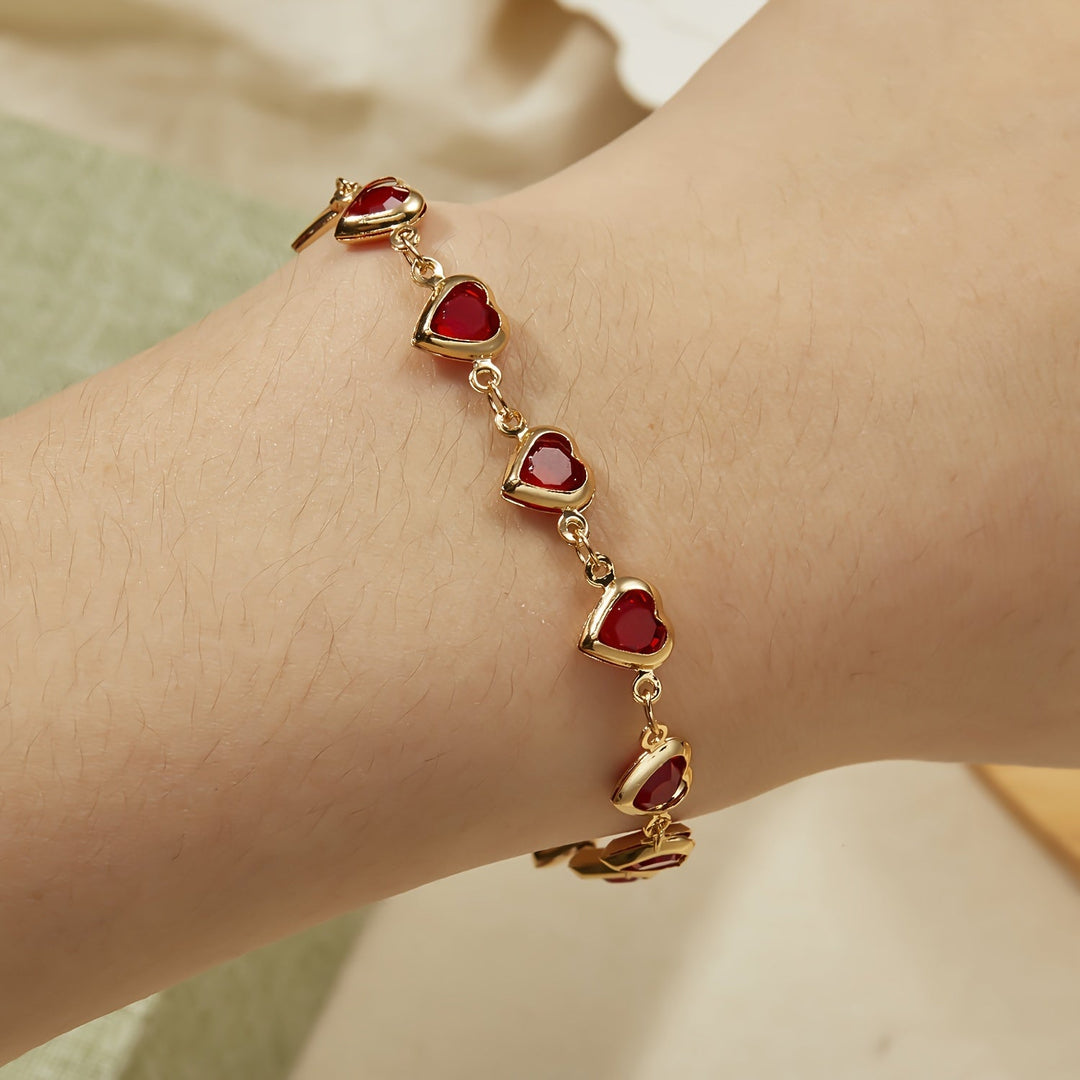 Sophie | Elegante rode hart charm armband