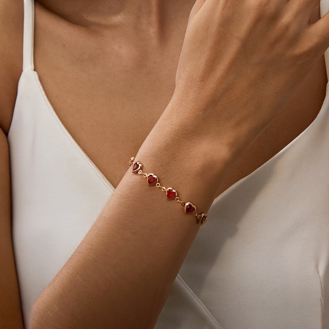 Sophie | Elegante rode hart charm armband