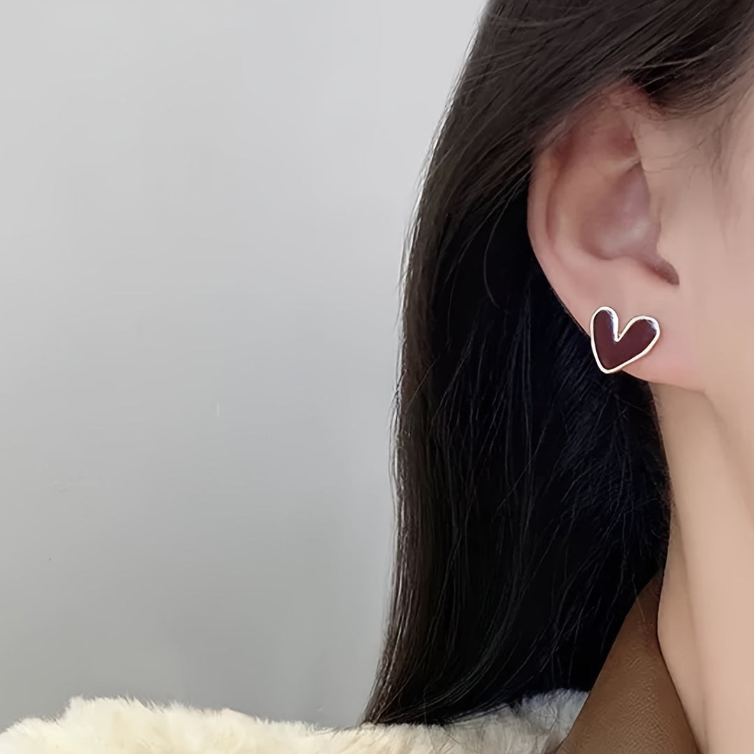 Sophie | Elegante rode hart stud oorbellen