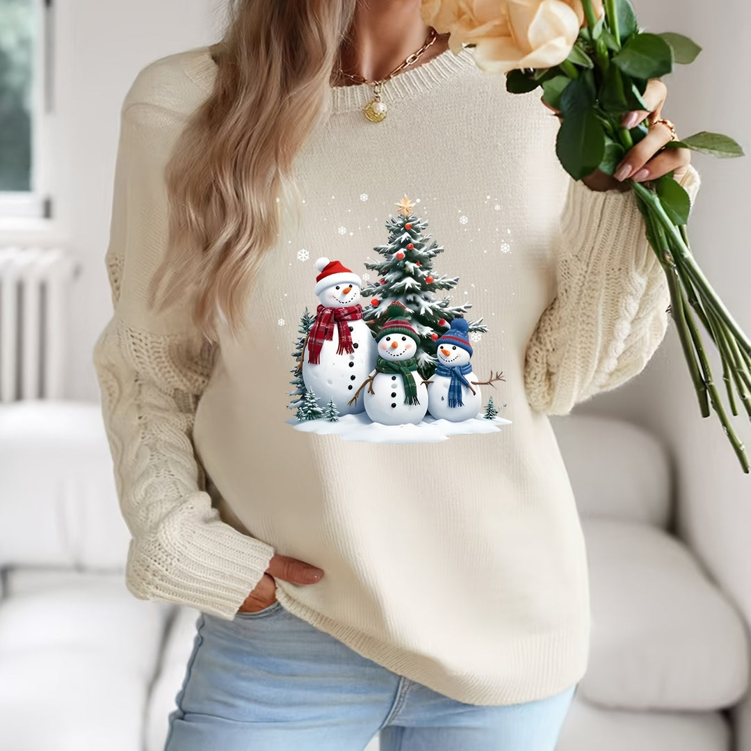 Sophie | Feestelijke sneeuwman print kersttrui