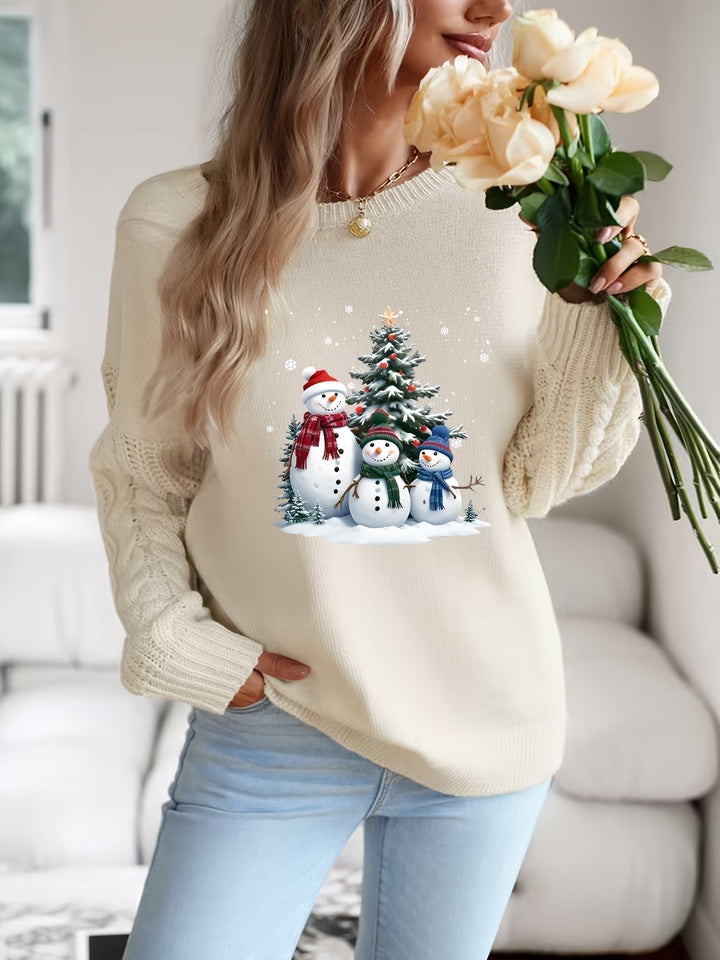 Sophie | Feestelijke sneeuwman print kersttrui