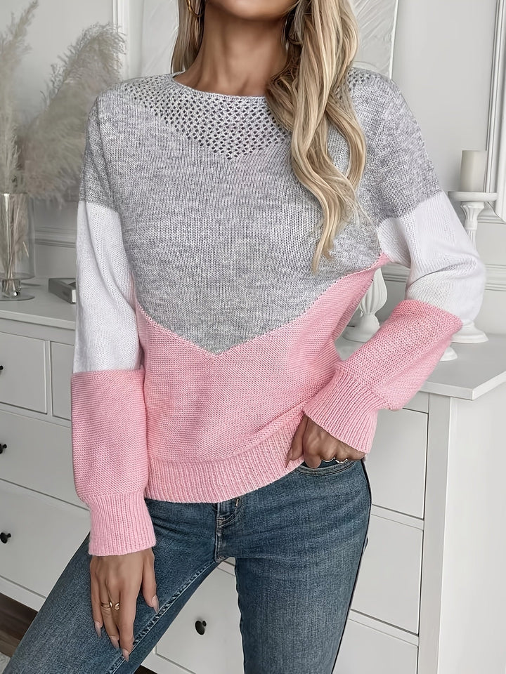 Sophie | Kleurige blokken casual trui met lange mouwen
