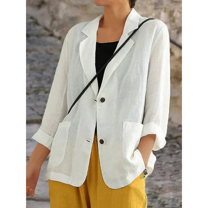 Sophie | Stijlvolle linnen damesblazer met kraag