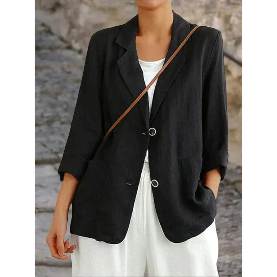 Sophie | Stijlvolle linnen damesblazer met kraag