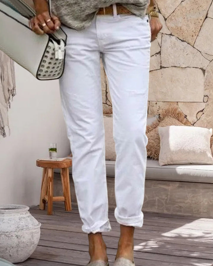 Stijlvolle casual effen kleur broek