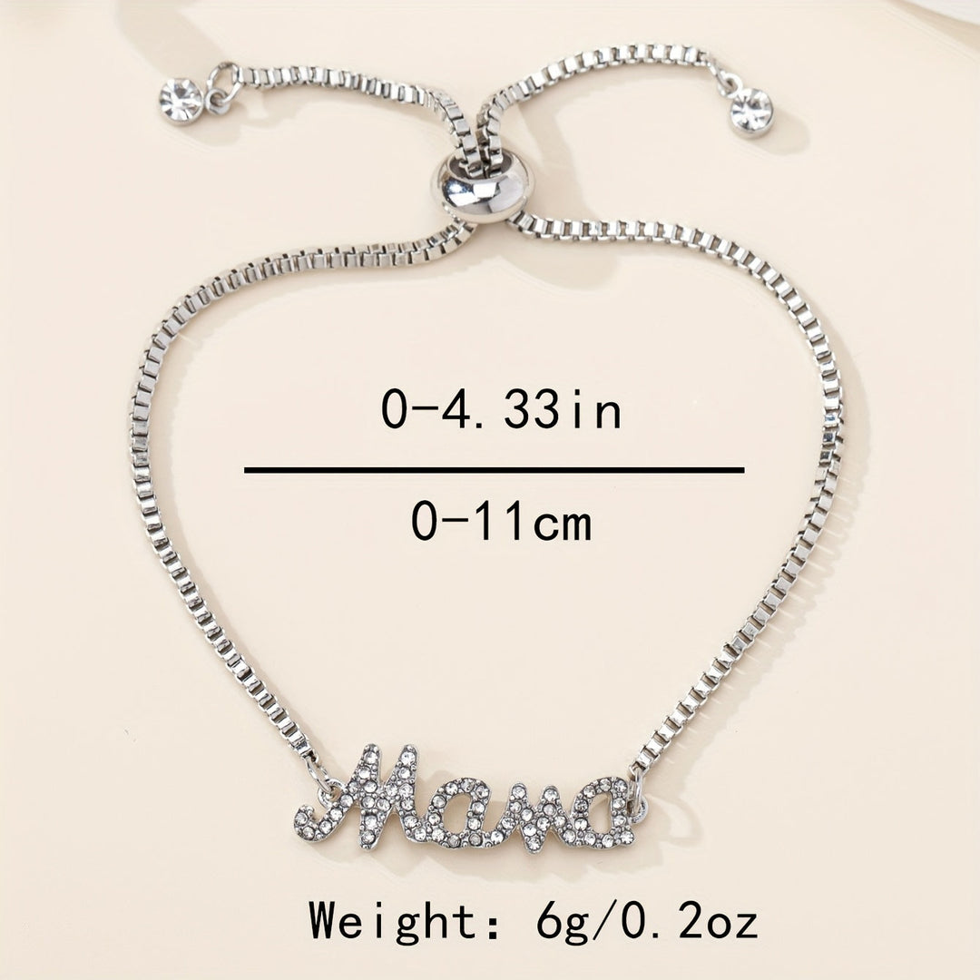 Stijlvolle Mama Letter Bedelarmband met Nepdiamanten