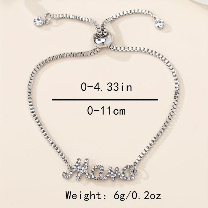 Stijlvolle Mama Letter Bedelarmband met Nepdiamanten