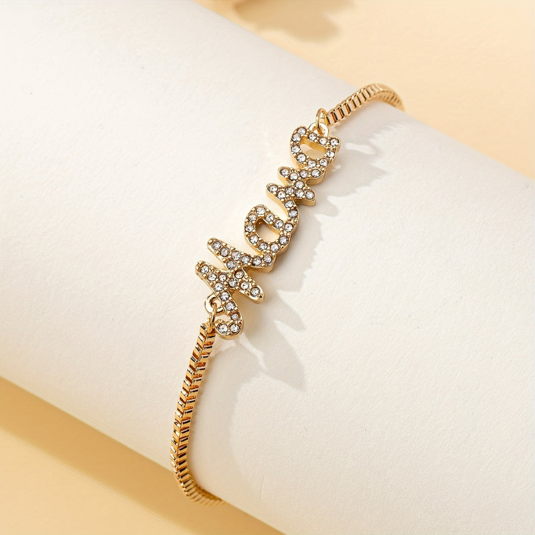 Stijlvolle Mama Letter Bedelarmband met Nepdiamanten