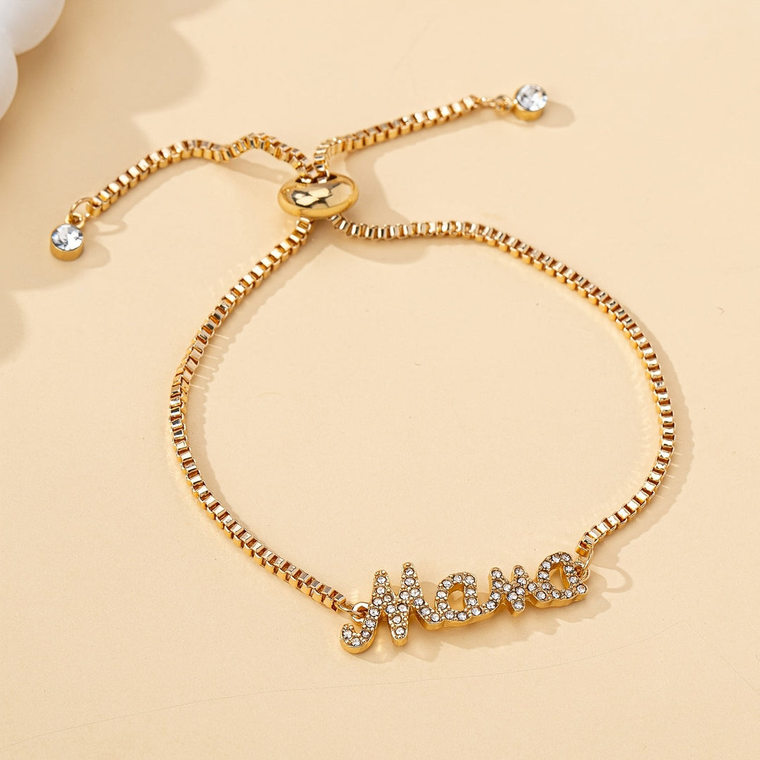 Stijlvolle Mama Letter Bedelarmband met Nepdiamanten