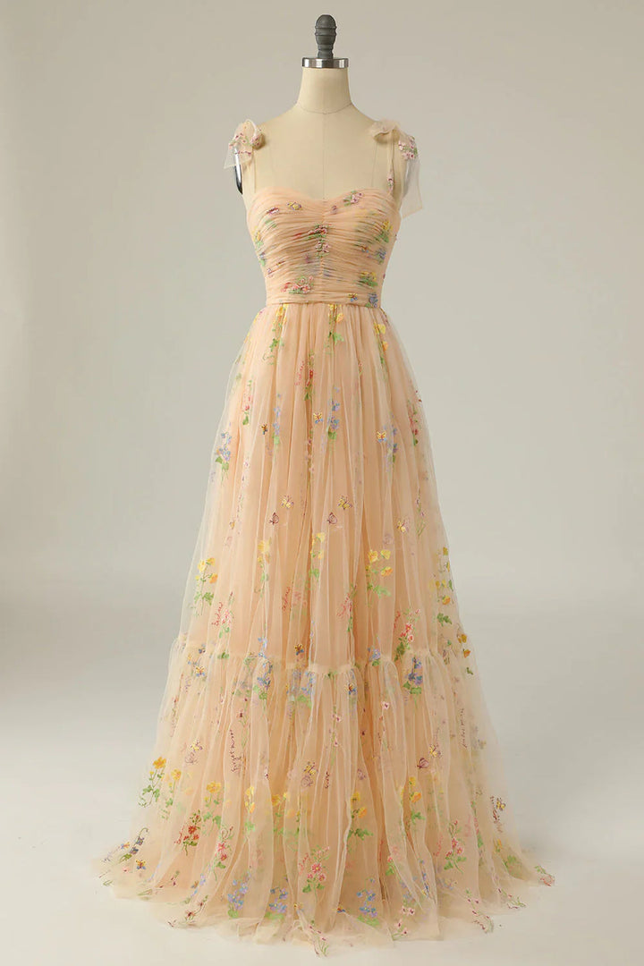 Avondjurk Maxi voor Dames Met Bloemenprint En Tule