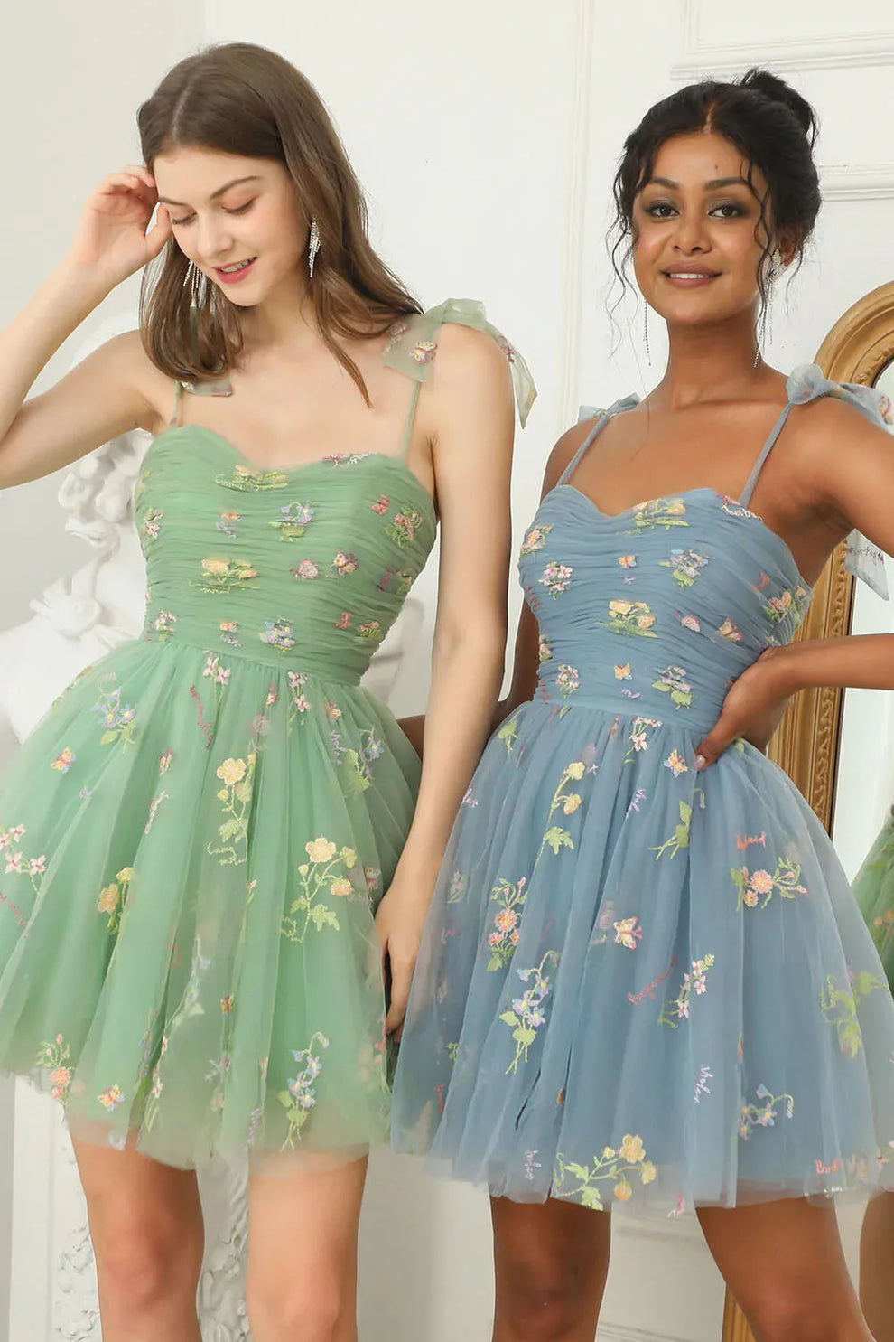 Avondjurk Maxi voor Dames Met Bloemenprint En Tule