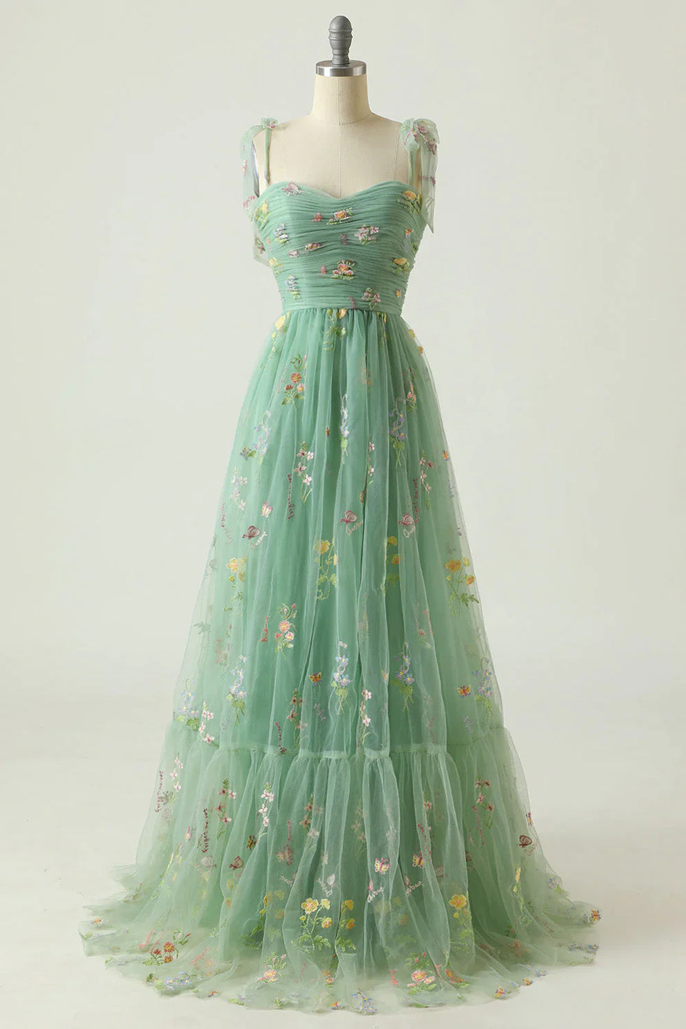 Avondjurk Maxi voor Dames Met Bloemenprint En Tule