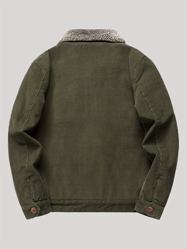Sven | Warme fleece corduroy heren knoopjas