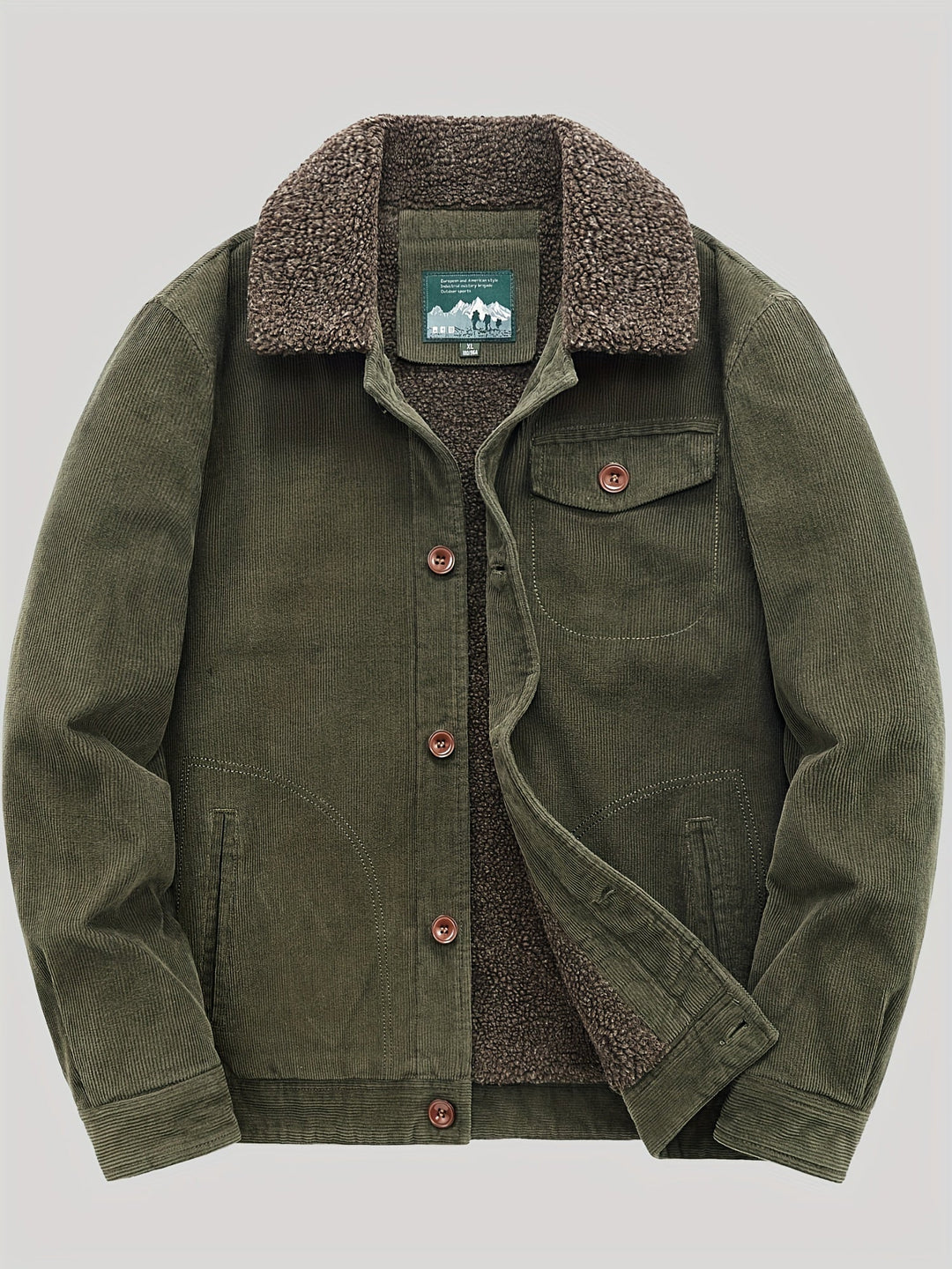 Sven | Warme fleece corduroy heren knoopjas