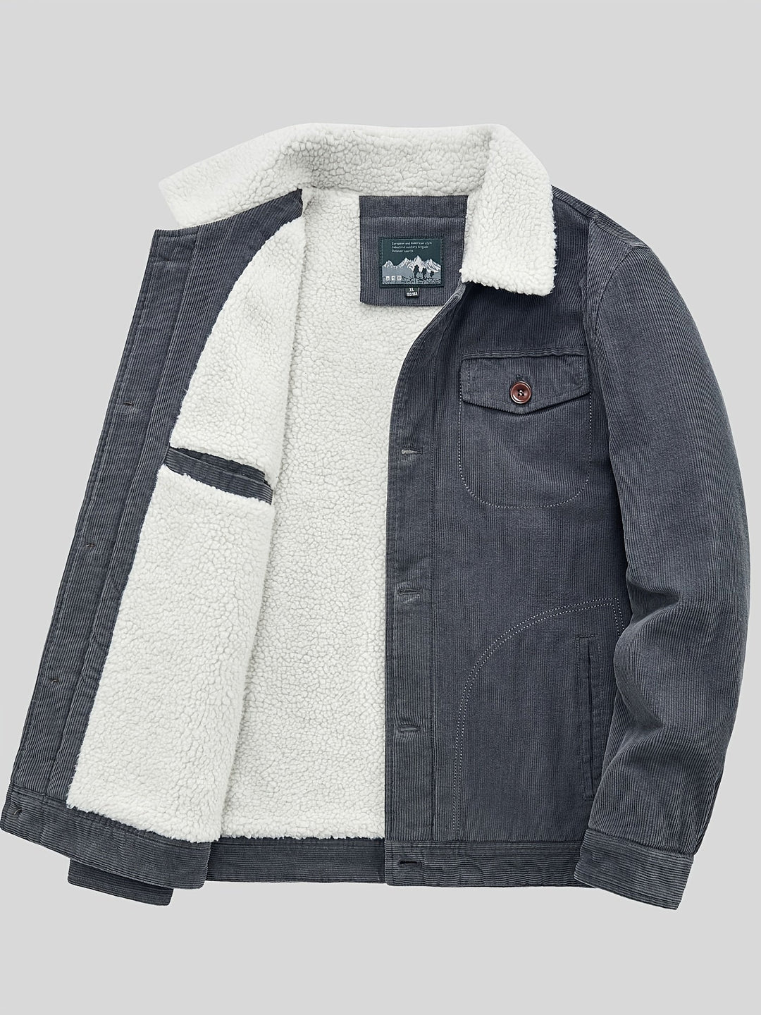 Sven | Warme fleece corduroy heren knoopjas