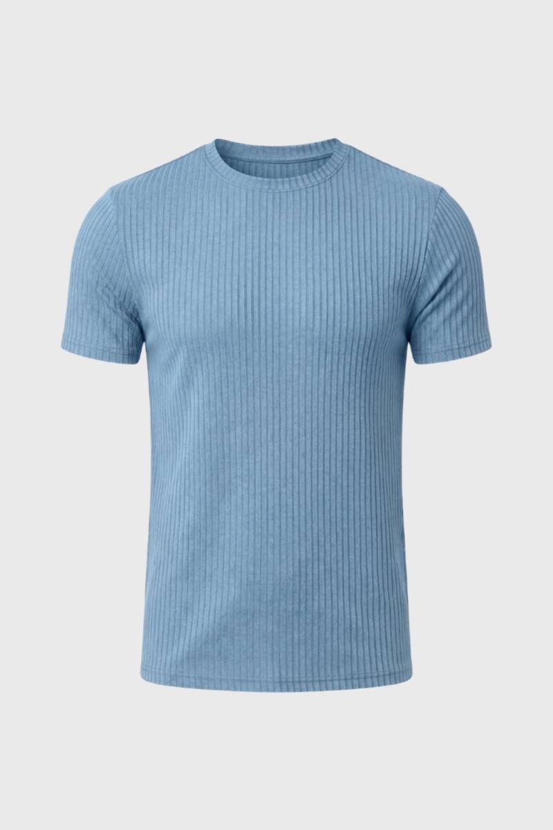 T-Shirt Heren - Geribde Slim Fit | Ronde Hals