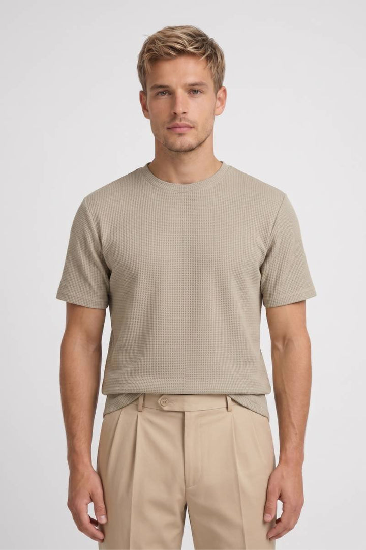 T-shirt Heren - Gestructureerd Waffle Textuur | Korte Mouwen