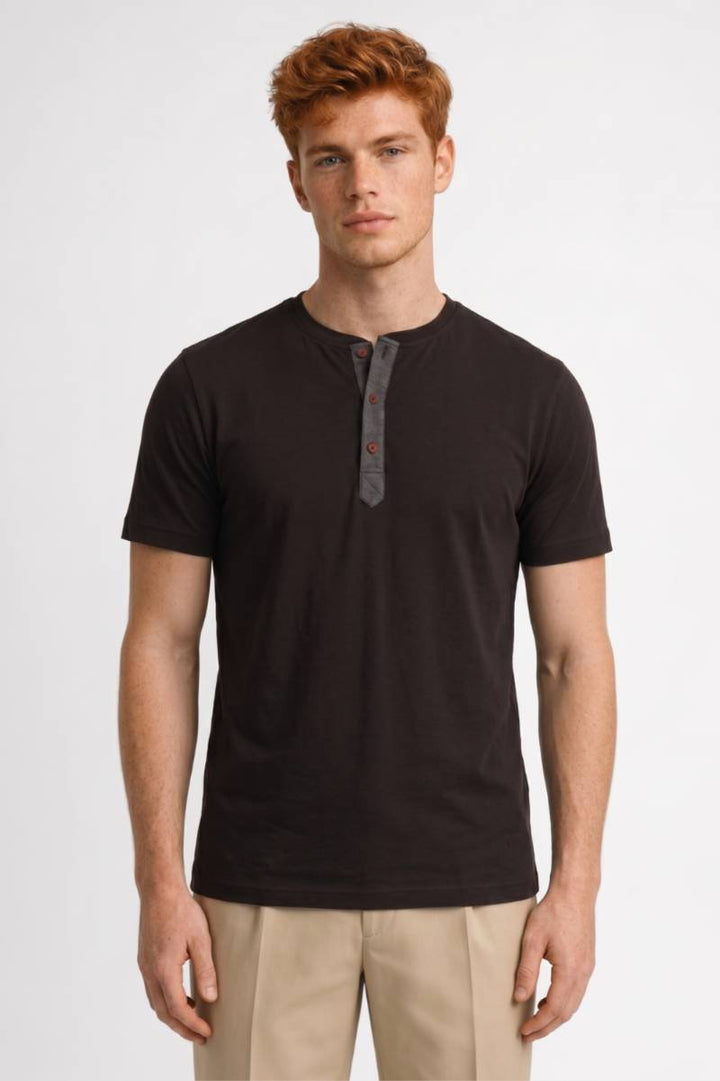 T-Shirt Heren - Henley met Knoopsluiting | Casual Stijl