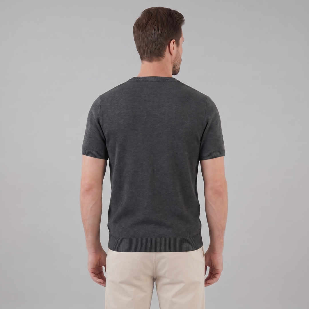T-Shirt Heren Lange Mouwen Casual Textuur Crew Neck