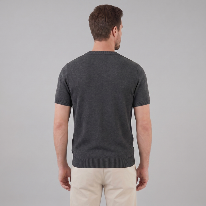 T-Shirt Heren Lange Mouwen Casual Textuur Crew Neck