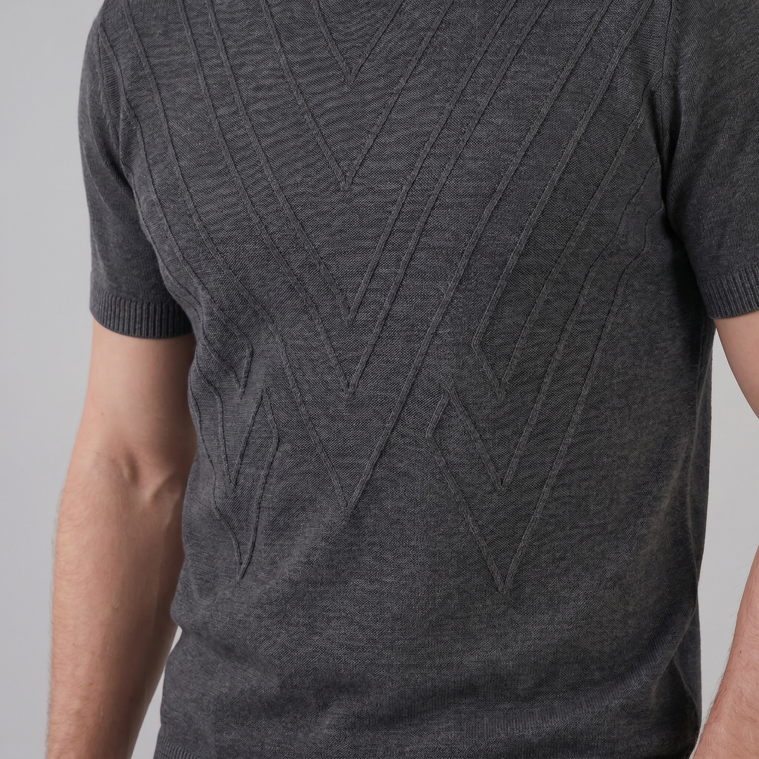 T-Shirt Heren Lange Mouwen Casual Textuur Crew Neck