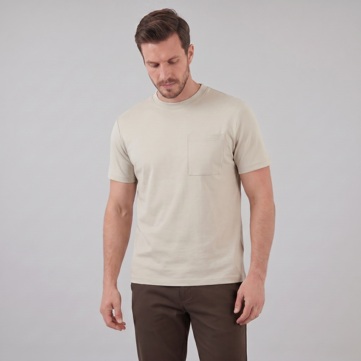 T-Shirt Heren Relaxed Fit Borststak Casual
