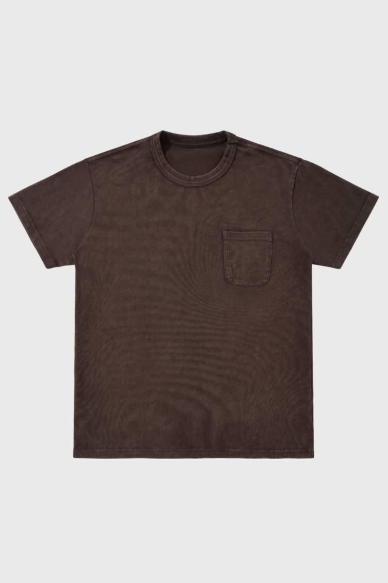 T-Shirt Heren - Vintage Washed met Borstzak | Relaxed Casual