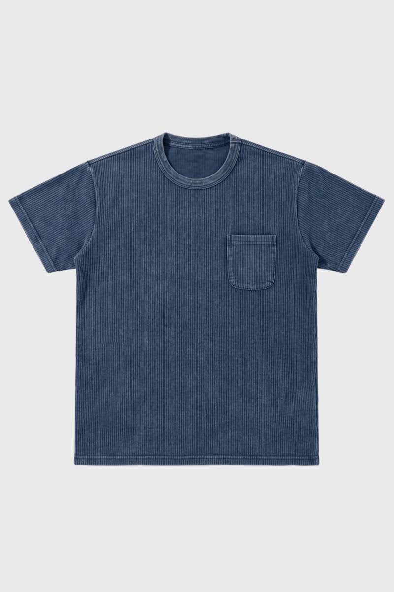 T-Shirt Heren - Vintage Washed met Borstzak | Relaxed Casual
