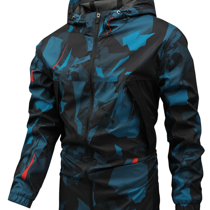 Tom | Kleurblok gehoodiede zip-up jas voor heren