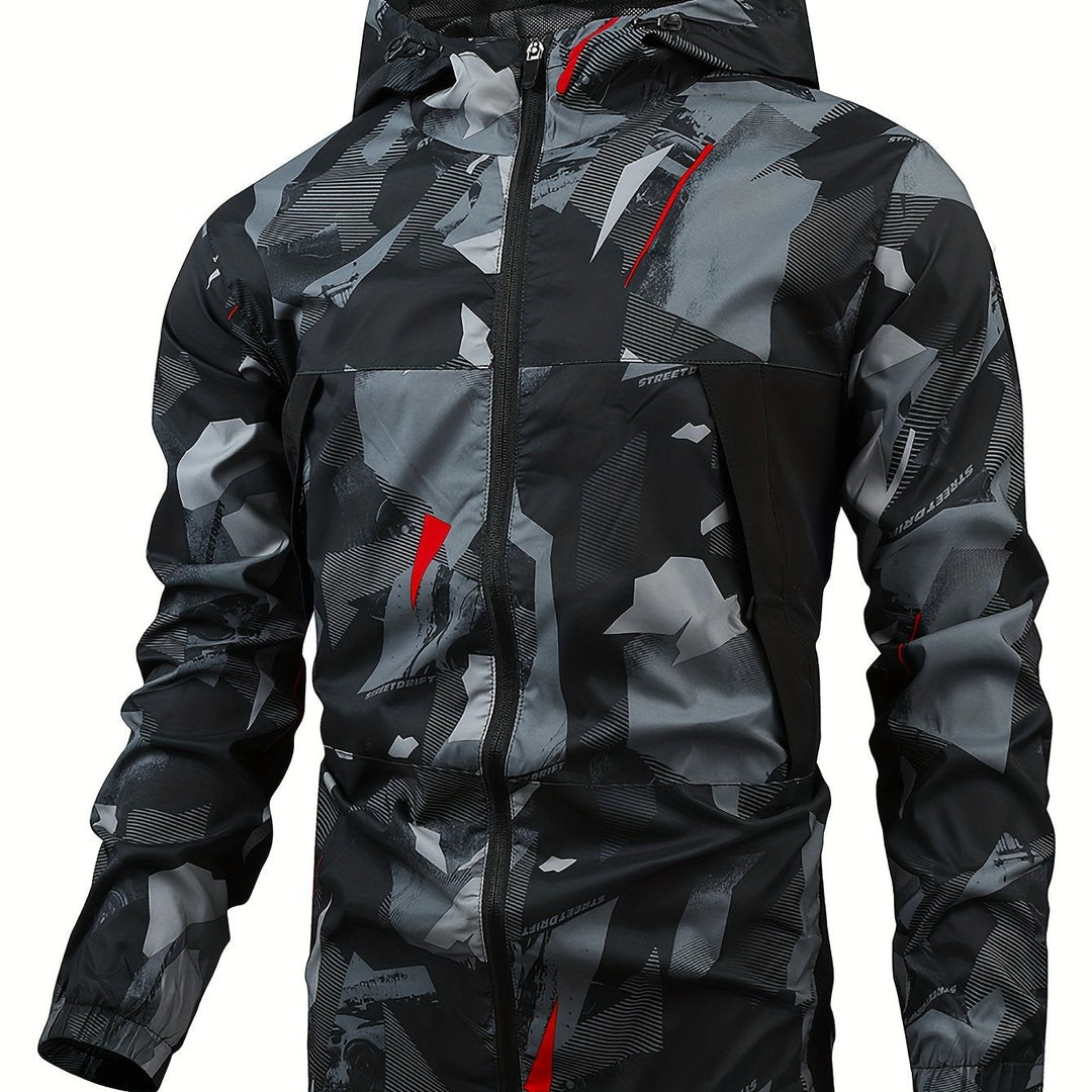 Tom | Kleurblok gehoodiede zip-up jas voor heren