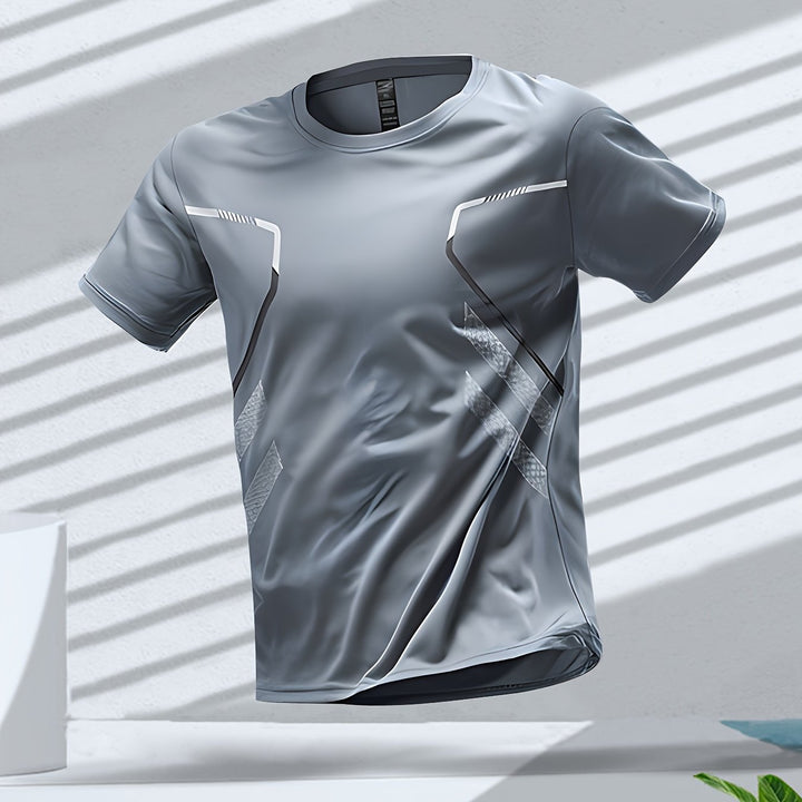 Tom | Kleurrijk heren sportshirt met sneldrogende korte mouwen