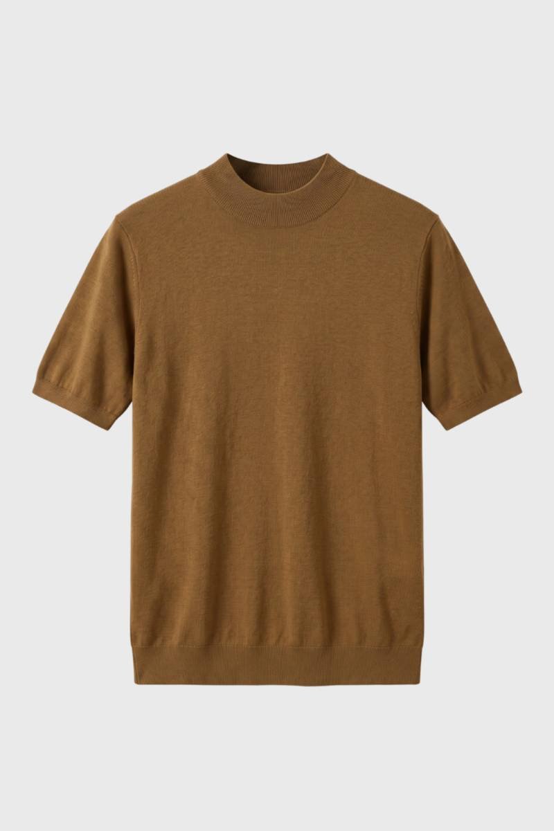 T-Shirt Heren - Fijngebreid Korte Mouw met Opstaande Kraag | Casual