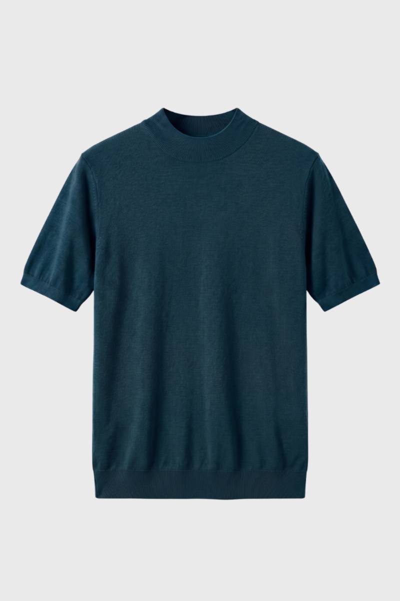 T-Shirt Heren - Fijngebreid Korte Mouw met Opstaande Kraag | Casual