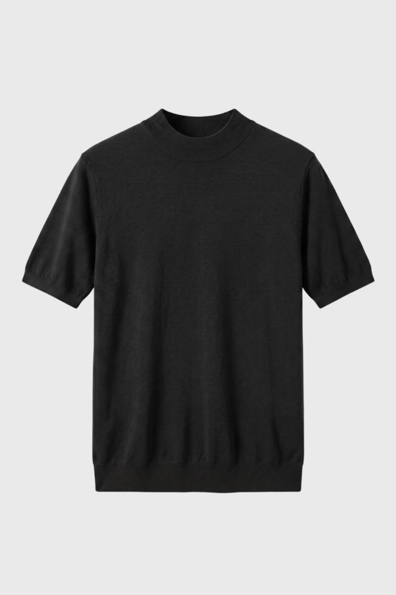 T-Shirt Heren - Fijngebreid Korte Mouw met Opstaande Kraag | Casual