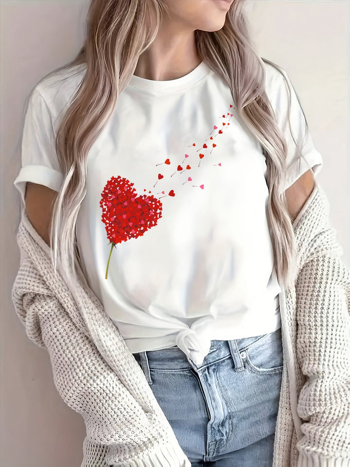 Valentina | Schattig en romantisch T-shirt met roze harten en bloemen